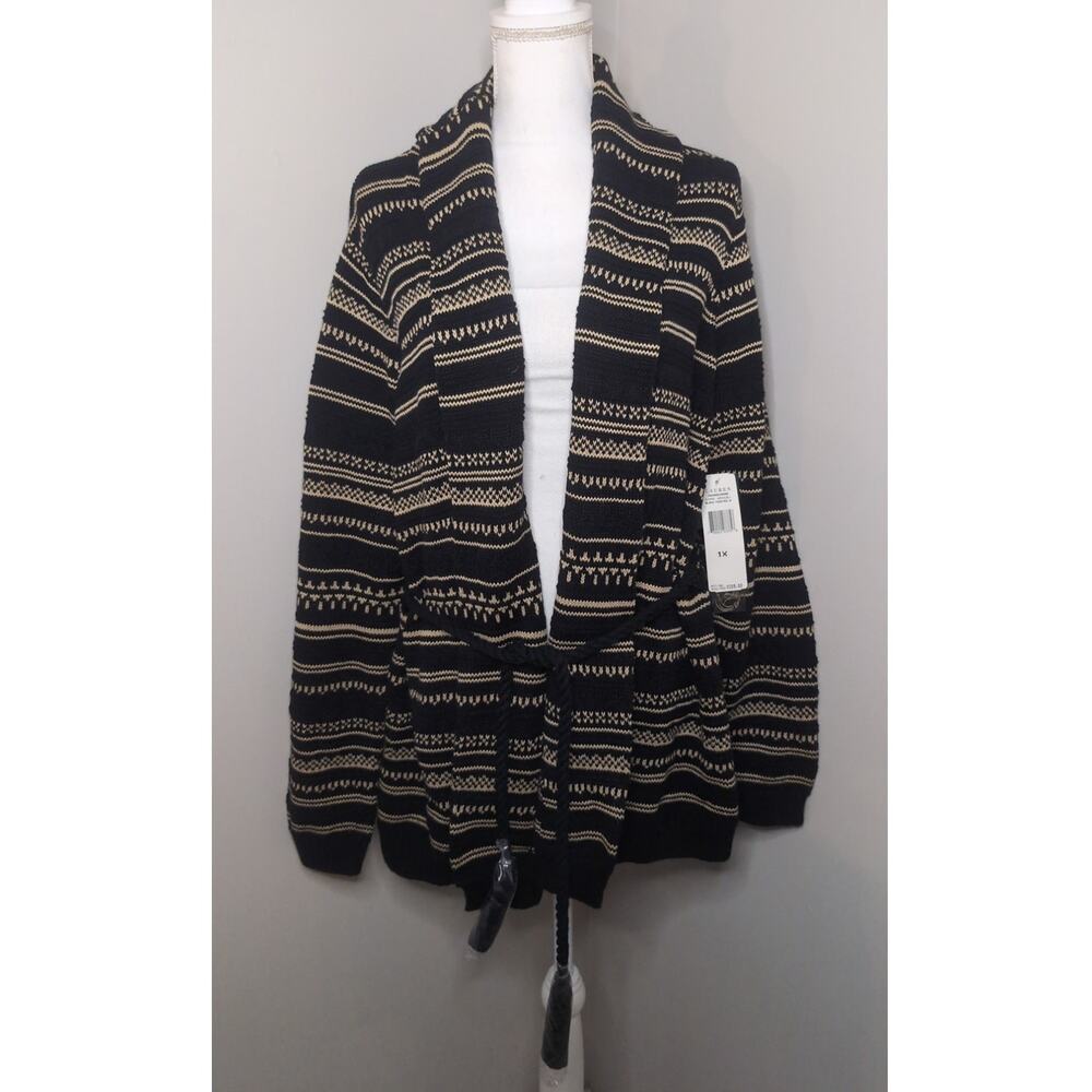 Lauren Ralph Lauren 1X Fair Isle Long Cardigan Linen Cotton NWT